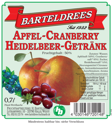 Apfel Cranberry Heidelbeer